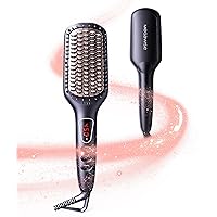 Pro Ceramic Ionic Hair Straightener Brush for Home Salon, Straightening Hair Brush with 20s Heating Tech, Auto-Off, Anti-Scald with Universal Dual Voltage,Rotatable Power Cord, Black