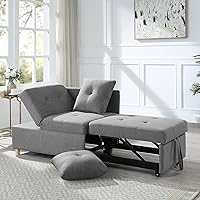 Sofa Bed, 4 in 1 Multi-Function Sofa Bed, Folding Ottoman with 2 Pillows, Linen Convertible Chair Adjustable Backrest, Sofa Bed Sleeper Chair Modern Sleeper Sofa Bed for Living Room, Small Apartment D
