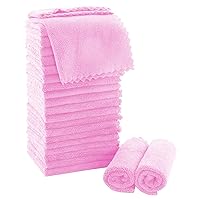 MOONQUEEN Ultra Soft Premium Washcloths Set - 12 x 12 inches - 24 Pack - Quick Drying - Highly Absorbent Coral Velvet Bathroom Wash Clothes - Use as Bath, Spa, Facial, Fingertip Towel (Frozen Berry)