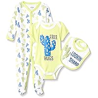 boys Whaley Cute 3 Pc Footed Coverall, Bodysuit, and Bib SetSleepers