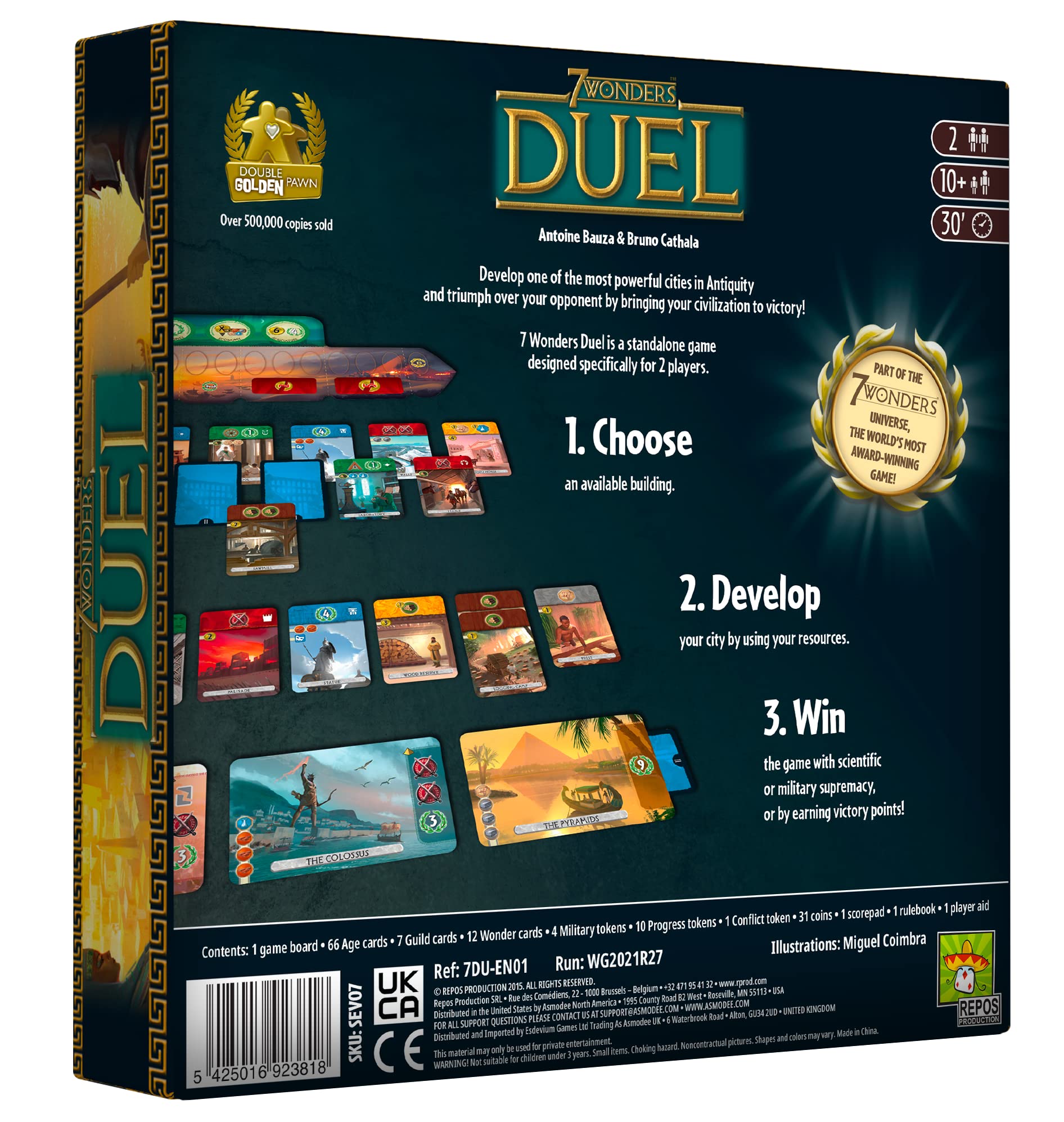 7 Wonders Duel Board Game (BASE GAME) | for 2 Players | Strategy | Civilization | Fun | Board Game for Couples | Ages 10 and up | Made by Repos Production