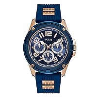 GUESS Men's Stainless Steel Analog Quartz Watch with Silicone Strap