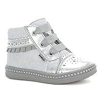 Baby Girls Leather Shoes Ankle Boots 51846-12D Silver (Toddler/Little Kid)
