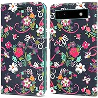 CoverON Wallet Pouch for Google Pixel 6a Leather Case, RFID Blocking Flip Folio Stand Phone Cover - Floral