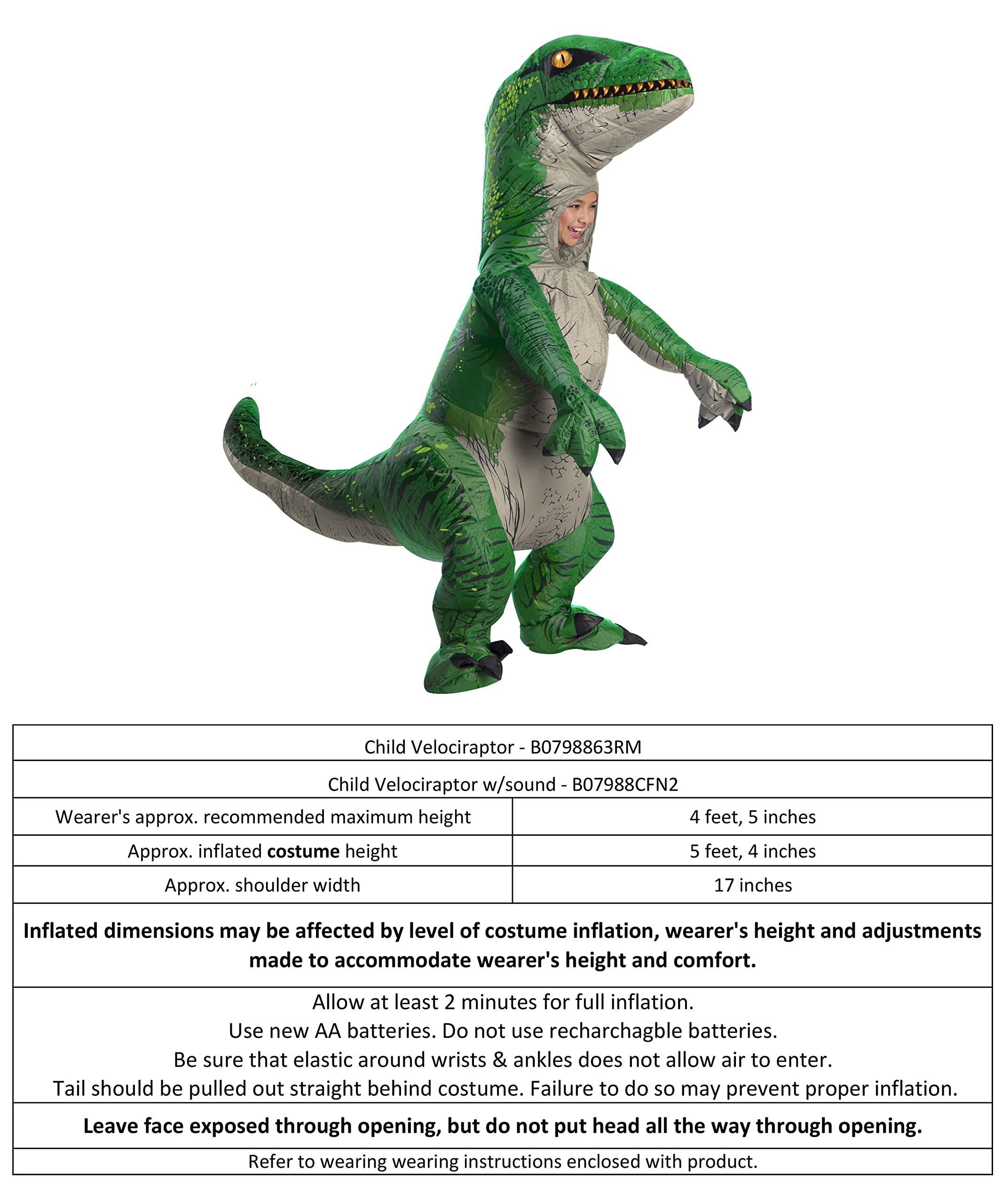 Rubie's Child's The Original Inflatable Dinosaur Costume