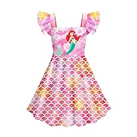 Little Girls Mermaid Princess Dress Clothes for Toddler Cartoon Ruffles Sleeve Dress up for 2-8 Years