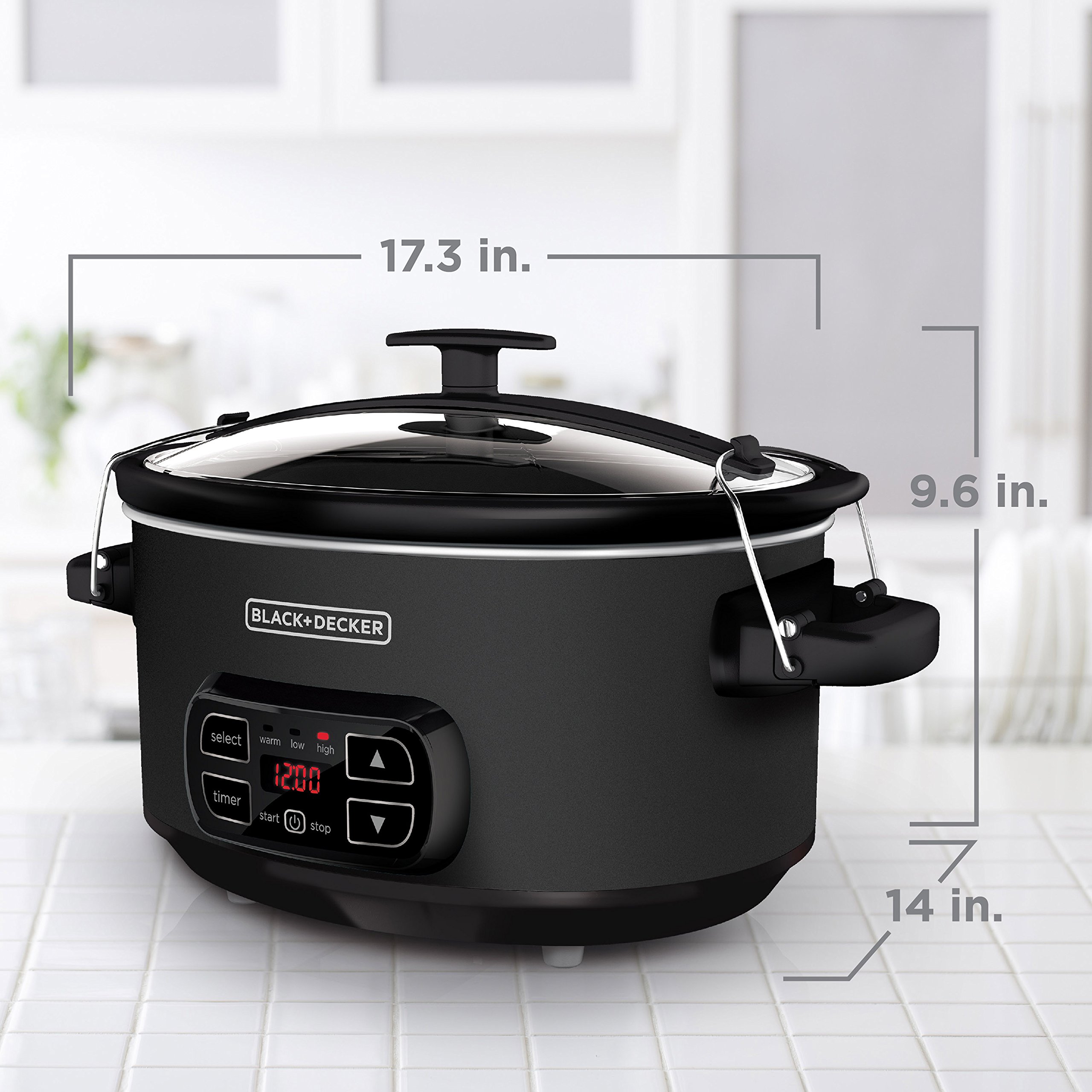 BLACK+DECKER 7-Quart Digital Slow Cooker with Chalkboard Surface, Slate, SCD4007