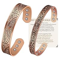 Feraco Copper Bracelets for Women Men 12X Enhanced Strength Magnetic Bracelet for Women Men, Neodymium Magnets, 99.99% Pure Copper Cuff Bangle, Adjustable