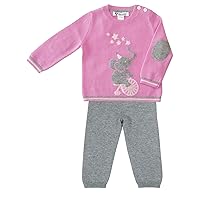 Baby Girl Sweater Set Pullover pants Cashmere Pink