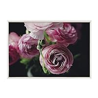 Kate and Laurel Sylvie Ranunculus In Color Framed Canvas Wall Art by Kristy Campbell, 23x33 White, Decorative Floral Art Print for Wall
