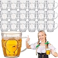 20 Pcs 8 oz Plastic Beer Mugs with Handles Dimpled Beer Steins Small Beer Glasses Mini Beer Mugs Reusable Oktoberfest Decorations for Beer Festival Party Event Picnic BBQ, Clear