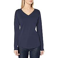 Amazon Essentials Women's Classic-Fit 100% Cotton Long-Sleeve V-Neck T-Shirt