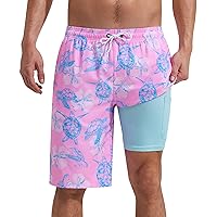 Mens Swim Trunks with Compression Liner 9
