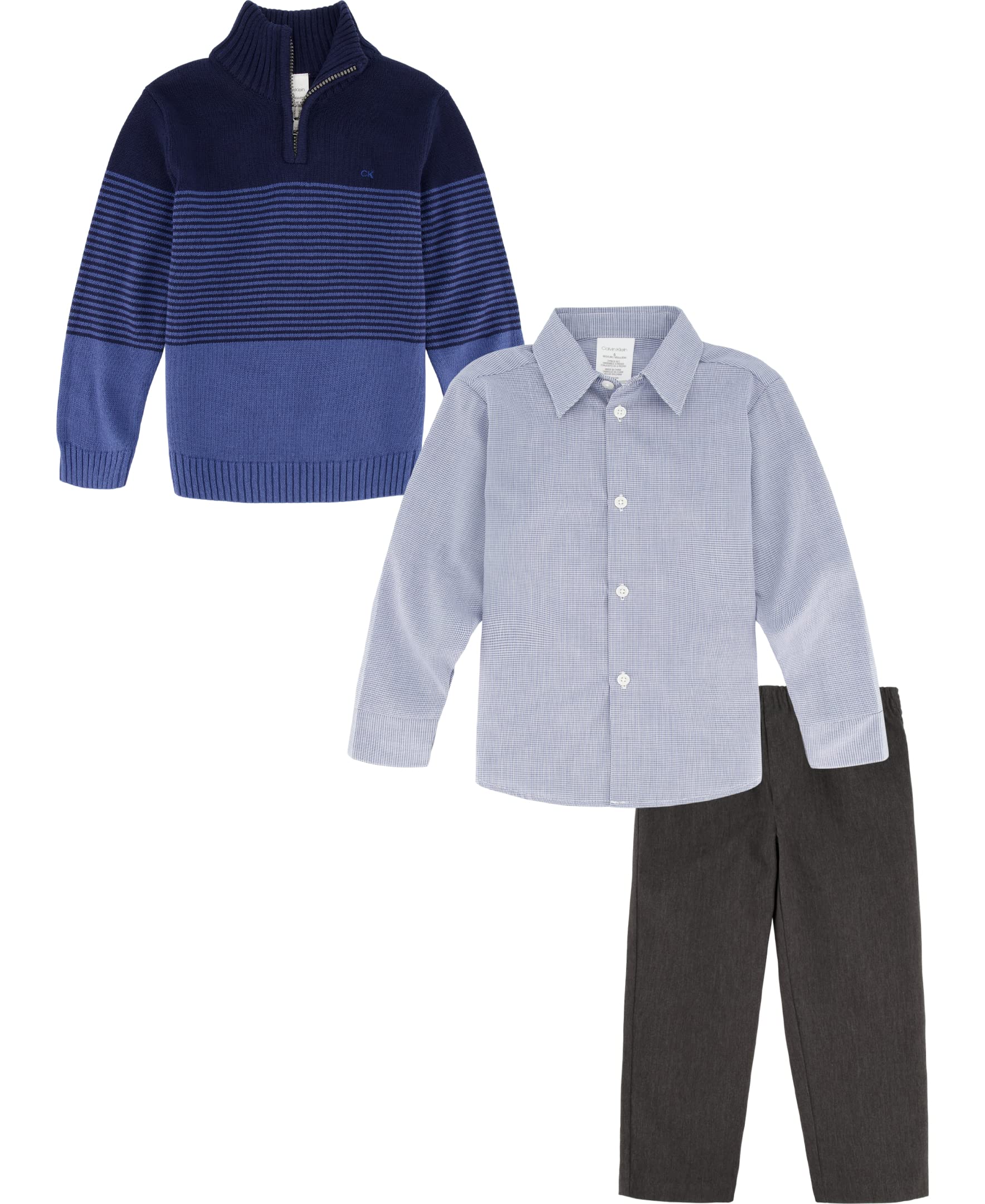 Calvin Klein boys 3-piece Sweater Set With Matching Button-down Shirt and Pants