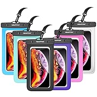 Newppon Large Waterproof Phone Pouch : 6 Pack Universal Water Proof Dry Bag - Underwater Cellphone Case Holder for iPhone 15 14 13 12 Pro Max Plus Samsung Galaxy Note S23 Ultra for Beach Swimming Pool