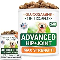 Glucosamine + Allergy Relief Bundle - Senior Advanced Joint Health + Itchy Skin Relief - Chondroitin, Omega-3 + Pumpkin, Enzymes - Hip & Joint Care + Seasonal Allergies - Immune Supplement - 240Ct