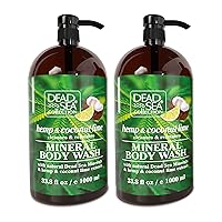 Dead Sea Collection Hemp & Coconut Lime Body Wash for Women and Men - with Natural Sea Minerals - Cleanses and Moisturizes Skin - Pack of 2 (67.6 fl. oz)