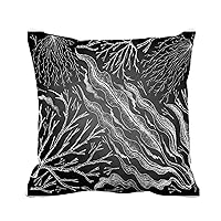 Throw Pillow Cover Sea Vegetables of Sketch Mozuku Ogonori and Kombu Seaweed 20x20 Inches Pillowcase Home Decorative Square Pillow Case Cushion Cover