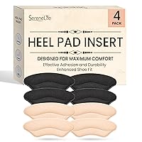 Serenelife Heel Pad Shoe Insert - 4 Pairs of Shoe Pad Inserts for Men & Womens Shoes, Sneakers & High Heels - Reduces Heel Discomfort - Soft & Comfortable - Lasting Adhesion - Black & Apricot