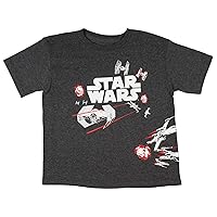 Star Wars Boy's Spaceship Battle Scene Logo T-Shirt (XX-Large, 18) Charcoal Heather Grey