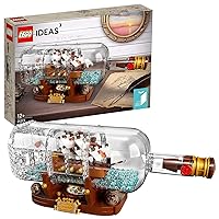 LEGO 21313 Ideas Ship in Bottle Construction Set, Brick-built Bottle and Stand, Creative Building Playset
