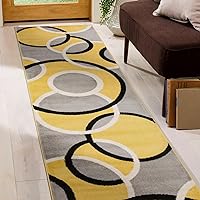 Rugshop Contemporary Abstract Circles Easy Maintenance for Home Office,Living Room,Bedroom,Kitchen Soft Runner Rug 2' x 7' 2