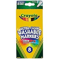 Crayola Ultra Clean Washable Markers, Fine Line , School Supplies, 8 Count