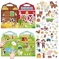 3D Farm Animals Puffy Sticker Play Set Kids 24 Christmas Toys Gifts Sticker Book Window Clings Decals for Toddlers Home Airplane Classroom Nursery Farm Party Supplies Decorations Removable 100