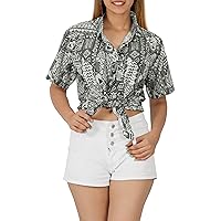 HAPPY BAY Button Down Shirt for Women Colorful Blouses Short Sleeve Vacation Beach Summer Hawaiian Shirts for Womens