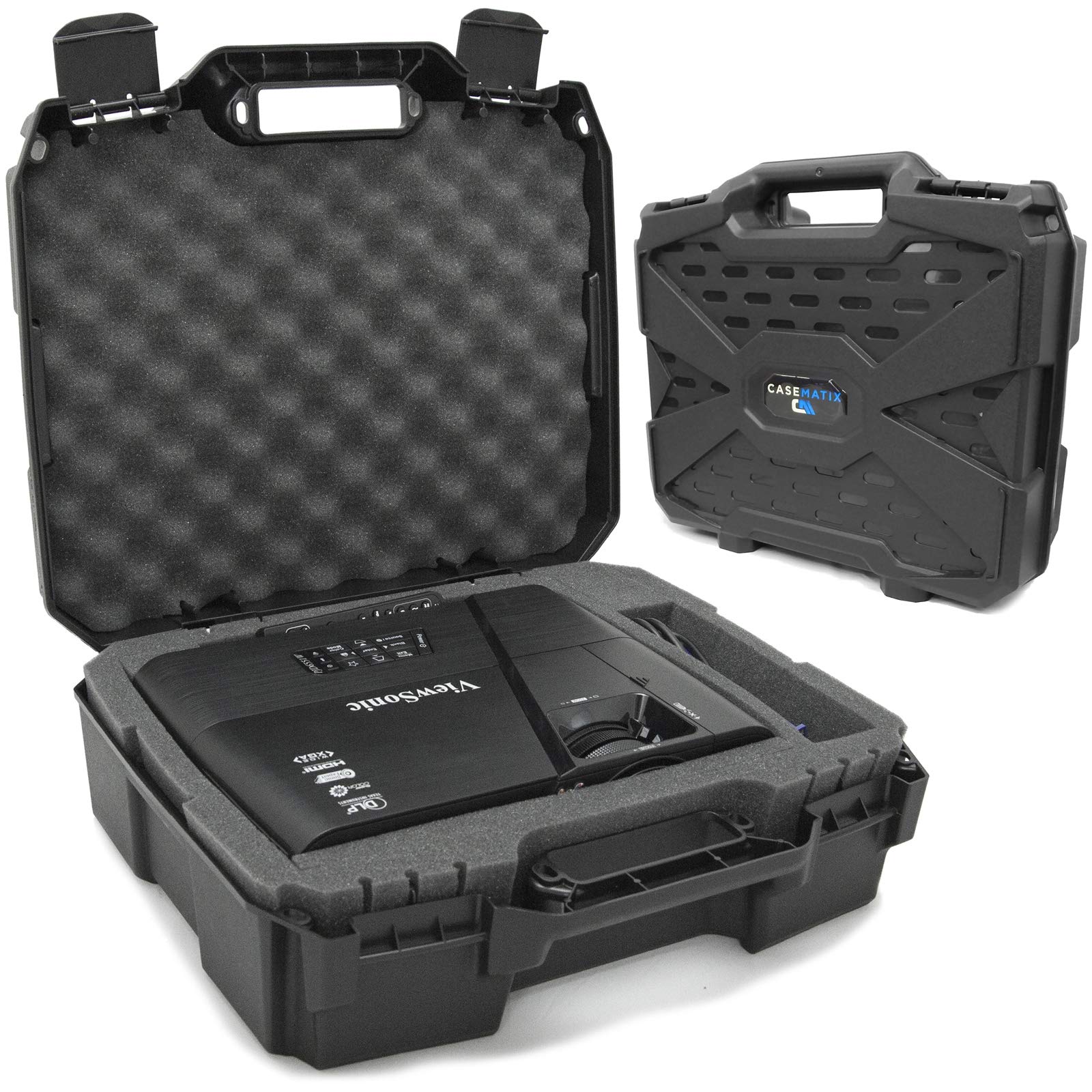 CASEMATIX Projector Travel Case Compatible with ViewSonic PA503S, PA503W, PA503X, PG703W, PG703 Projectors, HDMI Cable and Remote, Case Only