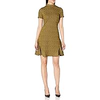 Nanette Nanette Lepore Women's Mock Neck Plaid Dress with Side Panels and Invisible Zipper