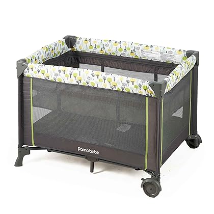 Pamo Babe Deluxe Nursery Center,Portable Playard with Comfortable Mattress,Changing Table and Cute Toys (Green)