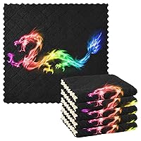 ALAZA Dish Towels Kitchen Cleaning Cloths Fire Rainbow Dragon Dish Cloths Absorbent Kitchen Towels Lint Free Bar Tea Soft Towel Kitchen Accessories Set of 6,11