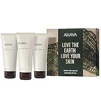 AHAVA Love the Earth Love your Skin Gift Set - Dead Sea Water Mineral Hand Cream, Body Lotion & Shower Gel, 3.4 Fl Oz each, signature with our signature Osmoter™, daily natural skin revival collection
