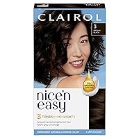 Clairol Nice'n Easy Permanent Hair Dye, 3 Brown Black Hair Color, Pack of 1