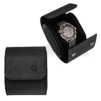 HOUSEOFHIGGINS Luxury Leather Single Watch Travel Watch Case - Saffiano Leather Watch Storage
