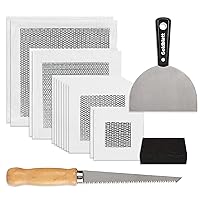 Goldblatt 17 Pieces Drywall Repair Kit, Including 14 Pieces 2/4/6/8 inch Aluminum Self Adhesive Wall Repair Patches, Jab Saw, Sanding Sponge, Putty Knife, for Drywall/Ceiling Patching, Plastering
