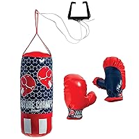 Franklin Sports Future Champs Kids’ Mini Boxing Set – Includes Kids’ Boxing Gloves – Punching Bag & Door Jam Bracket with Rope for Adjustable Punching Bag 4.75 x 4.75 x 12