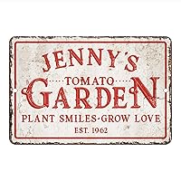 Personalized Vintage Distressed Look Tomato Garden Metal Room Sign (8x12 Inches)