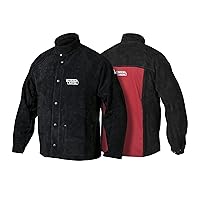 unisex adult Heavy Duty Leather Welding Jacket, Black/Red, XX-Large US