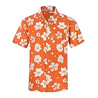 ELETOP Men's Hawaiian Shirt Quick Dry Tropical Beach Shirts Short Sleeve Aloha Holiday Casual Cuban Shirts