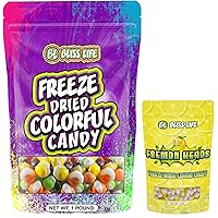 Bliss Life Freeze Dried Candy Bundle - Fremon Heads (4 oz) & Colorful Candy (16 oz / 1 lb) - ASMR, TikTok Challenge, Sour & Sweet Fusion, Freeze Dried Sour Candy, Unique Novelty, Trendy Snack