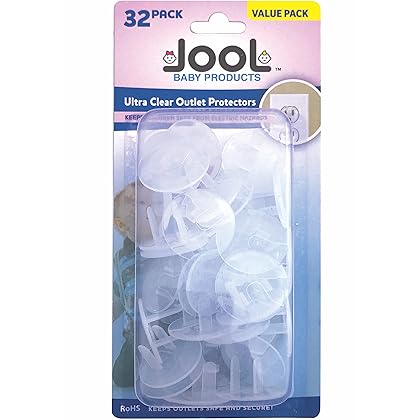 Outlet Plug Covers (32 Pack) Clear Child Proof Electrical Protector Safety Caps - Jool Baby