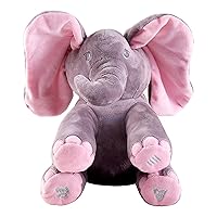 Dimple Kaia Interactive Animated Singing & Peek-A-Boo Plush Elephant Baby Stuffed Animal with Floppy Ears, Engaging Musical Infant Baby Toys for Kids - DC12696