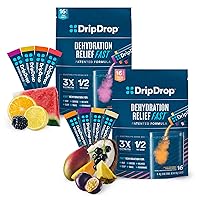 DripDrop Hydration - Electrolyte Powder Packets - Pineapple Coconut, Mango, Acai, Passion Fruit, Watermelon, Berry, Lemon, Orange - 32 Count