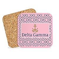 Delta Gamma Sorority Hardboard with Cork Backing Beverage Coasters Square (Set of 4) Coasters for Drinks (Delta Gamma 2)