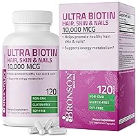 Ultra Biotin 10,000 Mcg Hair Skin and Nails Supplement, Non-GMO, 120 Vegetarian Capsules