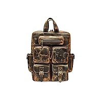 Handmade genuine leather backpack multi pockets daypack travel laptop bag for men women