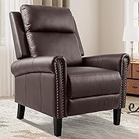 YITAHOME Wingback Recliner Chair, Push Back Recliner with High Back, Upholstered Faux Leather Accent Lounge Armchair Single Sofa Adjustable for Living Room, Brown