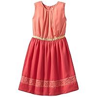 Us Angels Big Girls' Pleat Front Dress With Contrast Band